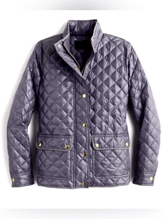 J. Crew Jackets & Blazers - J. CREW Navy Blue Shiny Quilted Down Puffer Jacket Coat Size Small